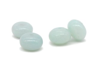 Four pierced, light blue amazonite beads