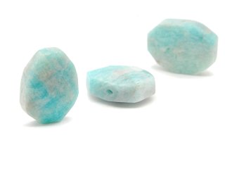 Oval, pierced amazonite with facets