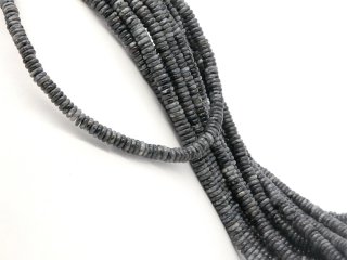 Pierced, grey jasper rondelles