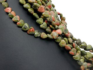 green and pink unakite hearts