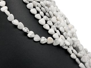 Pierced, white howlite hearts with grey marbling