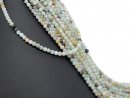 Faceted, ice-blue, pierced amazonite beads
