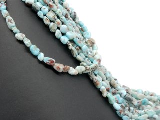 Larimar strand - natural cut approx. 8x10 mm light blue red, 40 cm /6143