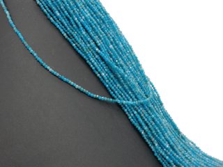 Sparkling, blue-grey, pierced apatite beads