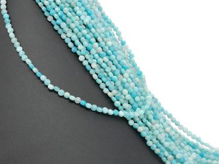 Disques damazonite bleus, facettés et percés