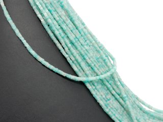 Disques bleus angulaires percés en amazonite