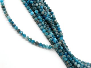 Sparkling, pierced, blue apatite beads
