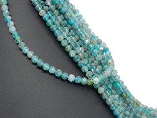 Sparkling, pierced, green-blue apatite beads