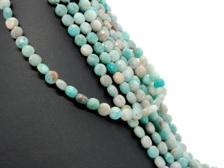 Disques damazonite bleus, facettés et percés