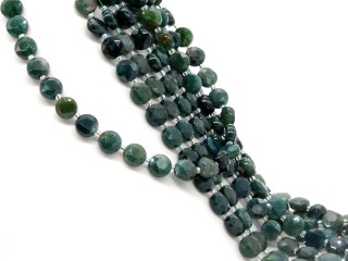 Green, faceted, pierced aventurine discs