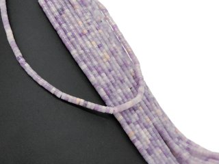 Purple, pierced lepidolite discs