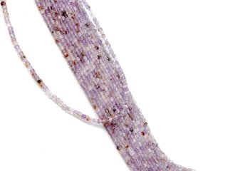 Pierced, purple-coloured fluorite cubes