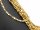 Pierced, sparkling, golden haematite discs