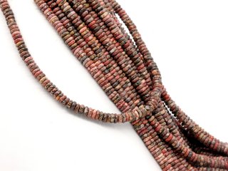 Pierced, pink-grey jasper heishe
