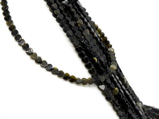 Flat, pierced obsidian hearts in green