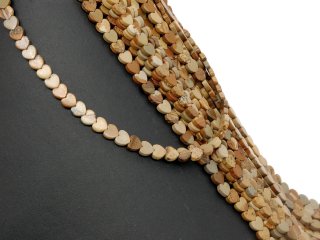 Pierced heart-shaped jasper discs in brown and grey
