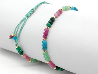 Colourful bracelet with faceted gemstone beads