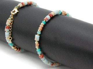 Gemstone bracelet in blue and red