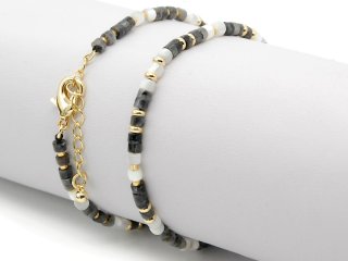 Bracelet de pierres précieuses composé de labradorite et de nacre