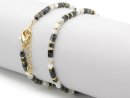 Gemstone bracelet made from labradorite and mother-of-pearl