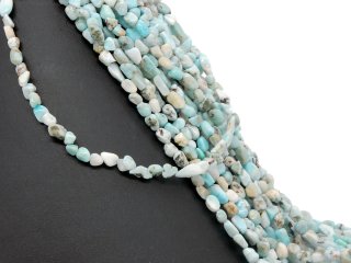 Pierced, light blue Larimar pebbles