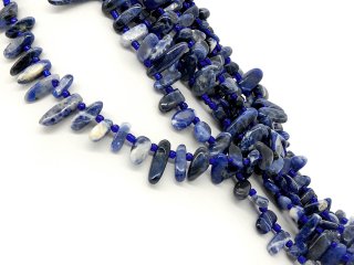 Pépites de sodalite percées, bleues, à motifs