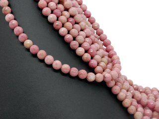 Rhodonite percée à facettes rose et sable