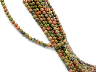 Faceted, green and pink unakite balls