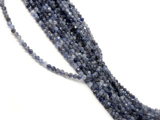 Blue, pierced iolite gemstone beads