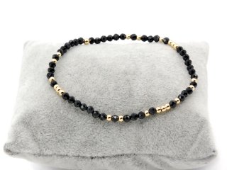 Black bracelet with faceted spinel beads