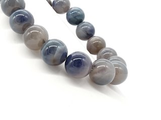 Blue and grey, pierced agate beads