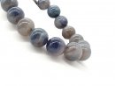 Blue and grey, pierced agate beads