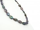 Iridescent, pierced biwa beads