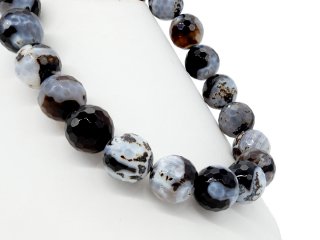 Blue, faceted, pierced agate spheres