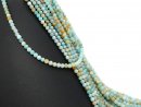 Faceted, ice-blue, pierced amazonite beads