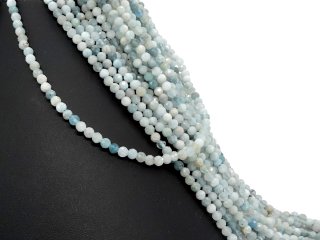 Faceted, pierced, small aquamarine beads
