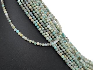 Boules damazonite facettées vert menthe