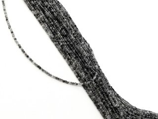 Grau-schwarze Turmalinquarz-Perlen