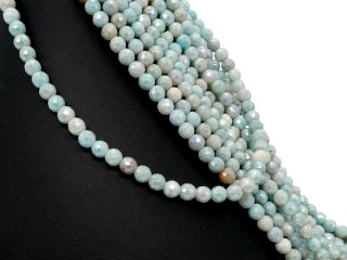 Blue, iridescent, faceted amazonite spheres