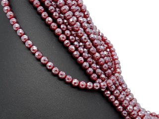 Silver shimmering, faceted, red, pierced agate beads
