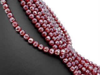 Silver shimmering, faceted, red, pierced agate beads