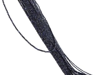 Faceted, pierced, dark sapphire beads