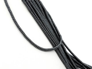 Pierced, grey hematite rondelles