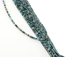 Glittering apatite rondels in blue