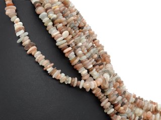 Cordon - Pierre de lune, pépites 6x8 mm tricolore, 39 cm /6865