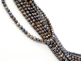 Perles œil-de-tigre brunes galvanisées à facettes