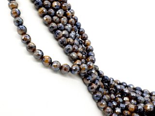 Galvanisierte, braune Tigeraugenperlen mit Facetten