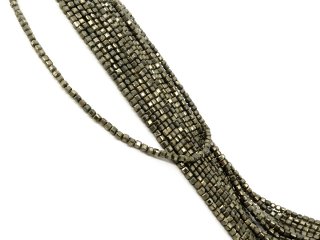 Faceted, pierced pyrite cubes