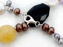 Necklace – onyx, ametrine, calcite, pearls and silver, length 47 cm /9801