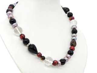 A necklace made of gemstones and pearls